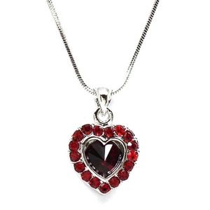 Heart Necklace Austrian Ruby Reds